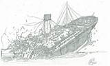 Titanic Coloring Sunken Sinking Britannic Sketch Underwater Breakup sketch template