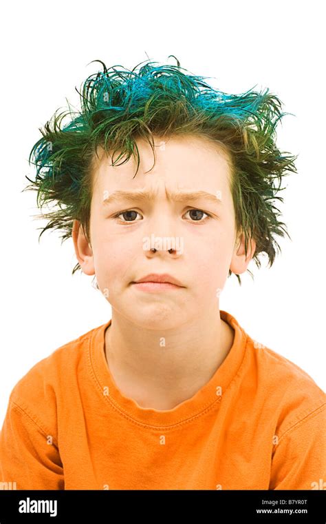 boy  blue hair stock photo alamy