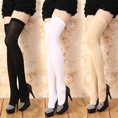 Candy Color Women Thigh High Stockings Harajuku Sexy Solid Color Over