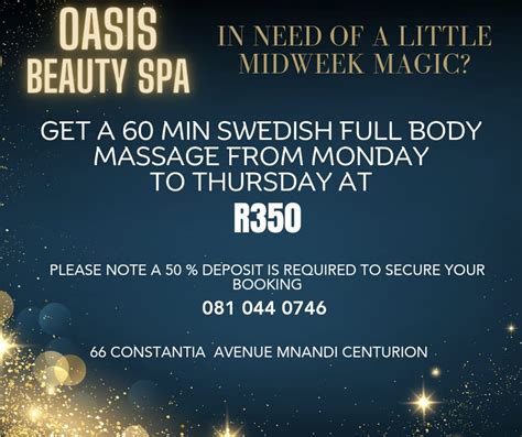 promotions oasis nail beauty spa centurion relax revive rejuvenate