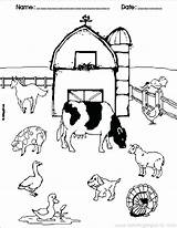 Farm Coloring Pages Animals Printable Kids Barn Color Equipment Animal Farms Preschool Down Barnyard Colouring Preschoolers Print Books Activities Clipart sketch template
