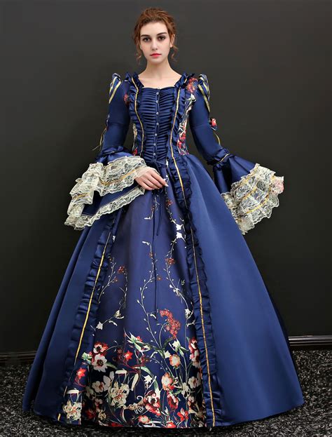 Victorian Dress Costume Womens Racoco Dark Navy Princess Sissi Womens