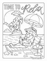 Coloring Summer Pages Easy Kids Beach Adults Relax sketch template