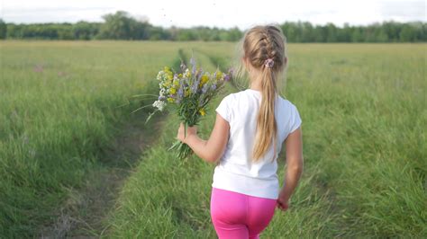 cute  girl running  meadow  colors stock footage sbv