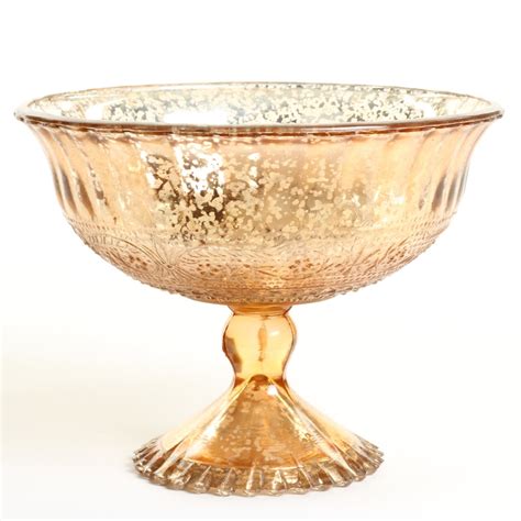 Koyal Wholesale 7 Inch Rose Gold Glass Compote Bowl Pedestal Flower