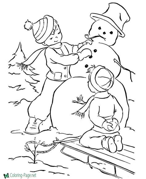 printable snowman winter coloring pages