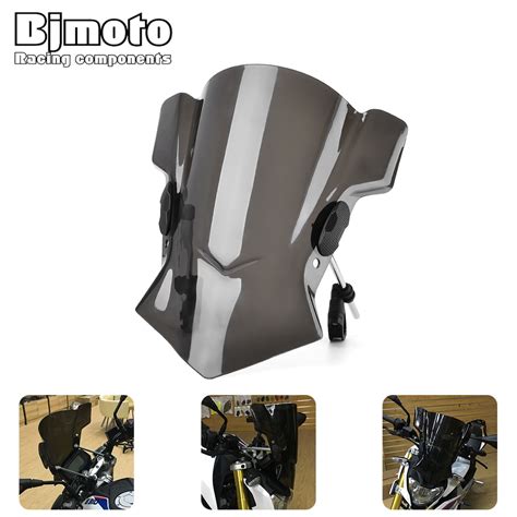 bjmoto universal motorcycle windshield fit  mm  mm mm handlebar motorbikes mt  fz