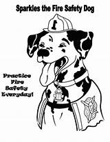 Fire Dog Coloring Pages Sparkles Safety Kids sketch template