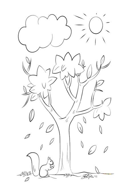 coloring pages autumn tree coloring page