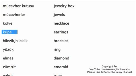 jewelry names  turkish turkish  beginners youtube