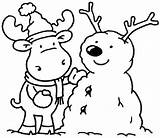 Pages Coloring Moose Christmas Printable Winter Getcolorings sketch template