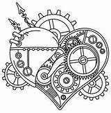 Steampunk Coloring Heart Pages Sheets Book Adult Color Tattoo Choose Board Embroidery Urbanthreads Visit sketch template