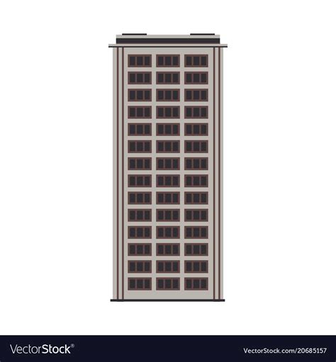 city high rise building front view  flat style vector image