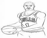 Rose Coloriage Derrick Nba Sport Info Basketball sketch template