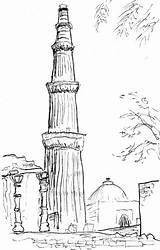 Minar Qutub Qutab Believed sketch template