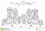 Family Big Happy Clipart Coloring Pages Vector Outline Drawing Clip Kids Dreamstime Illustration Parents Girls Printable School sketch template