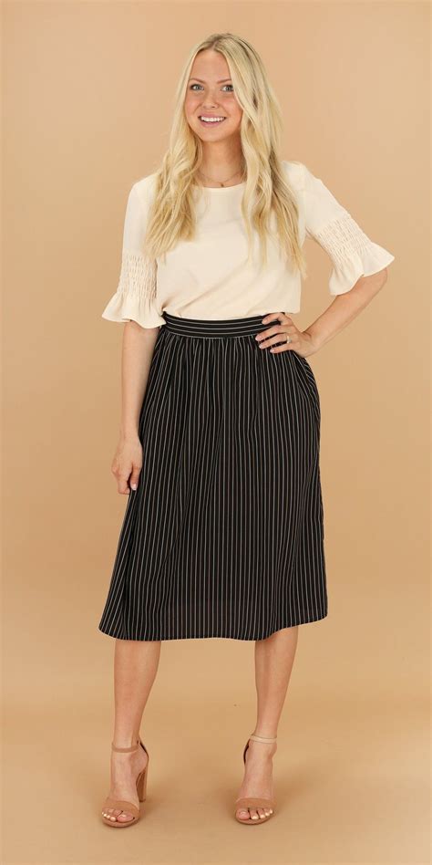 Pin Stripe Skirt Black Stripe Skirt Business Attire