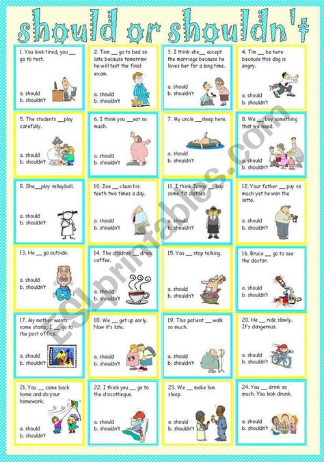 shouldnt worksheet teaching english grammar teaching
