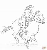 Cowgirl Coloring Pages Cowboy Drawing Horse Drawings Draw Kids Color Trace Step Western Horses Rodeo People Riding Printable Print Cool sketch template