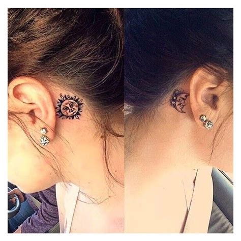 sun moon behind ear tattoos behind ear tattoos behind