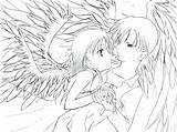 Anime Coloring Pages Angel Couple Couples Cute Teenagers Angels Kpop Dark Kissing Wolf Color Getcolorings Getdrawings Printable Colorings sketch template
