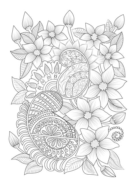 hand drawn flower coloring page flower  illustration vector floral