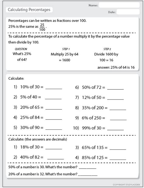 calculating percentages  numbers studyladder interactive learning games