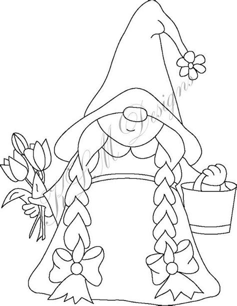 coloring page   gnomes hat  flowers