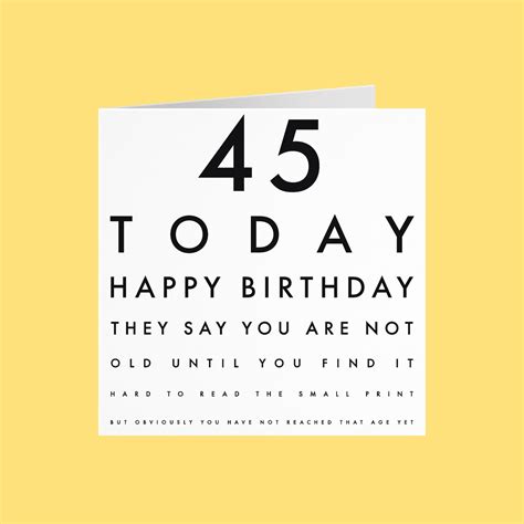 Humorous Joke 45th Birthday Card 45 Today They Say You Are Etsy