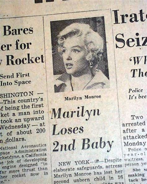 Marilyn Monroe Actress Model Sex Symbol Has Miscarriage