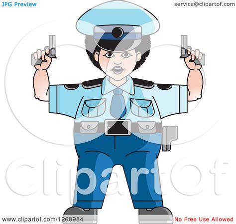 clipart of a chubby police woman holding pistols royalty