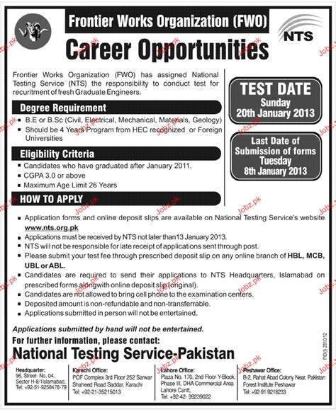 fresh graduate engineers job opportunity  job advertisement pakistan