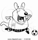 Kangaroo Wallaby Soccer Cartoon Chubby Playing Clipart Outlined Coloring Vector Cory Thoman Regarding Notes sketch template