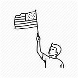 Flag Waving American Boy Drawing Independence Icon America Usa Getdrawings sketch template
