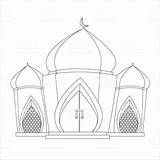 Coloring Mosque Islamic Illustration Stock sketch template