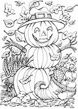 Coloring Fall Halloween Pages Pumpkin sketch template