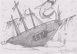 Sunken Ship Pirate Drawing Drawings Paintingvalley Deviantart sketch template