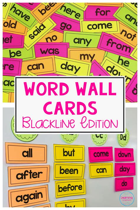 word wall cards blackline edition editable words fun writing prompts