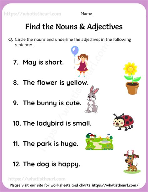 find  nouns adjectives worksheets  grade   home teacher