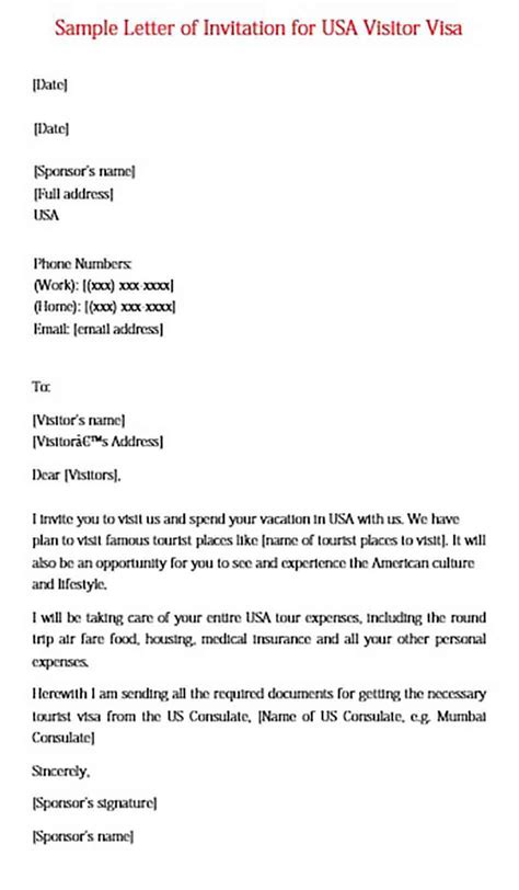 visa invitation letter    word lettering sample