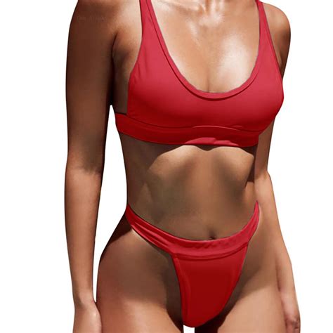 Summer Sexy Women Solid Push Up Padded Bra Beach Bikini Set Swimsuit