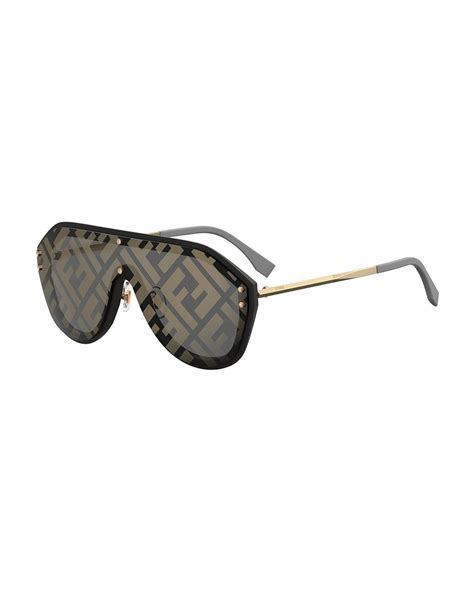 Fendi Ff Shield Sunglasses In Metallic Lyst