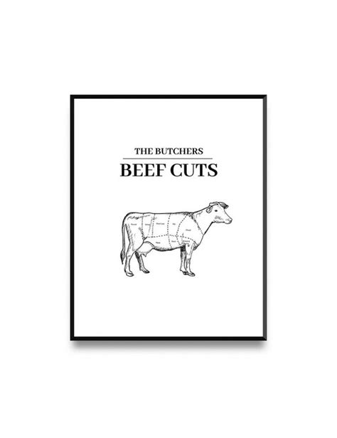 butcher print butchers chart beef cuts poster butcher