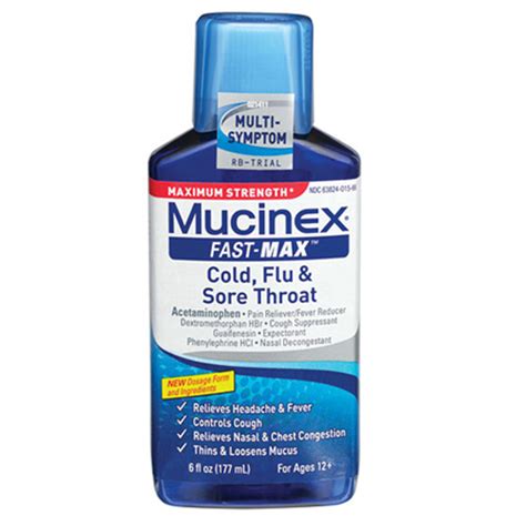 mucinex fast max cold flu  sore throat liquid  ages    oz myotcstorecom