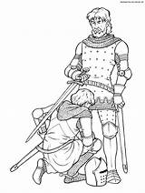 Knighted Knight Boys Coloring Warrior Knights Warriors Pages Archer Handed Norman Sword Two sketch template