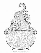 Coloring Cauldron Pages Halloween Witch Fairy Witches sketch template