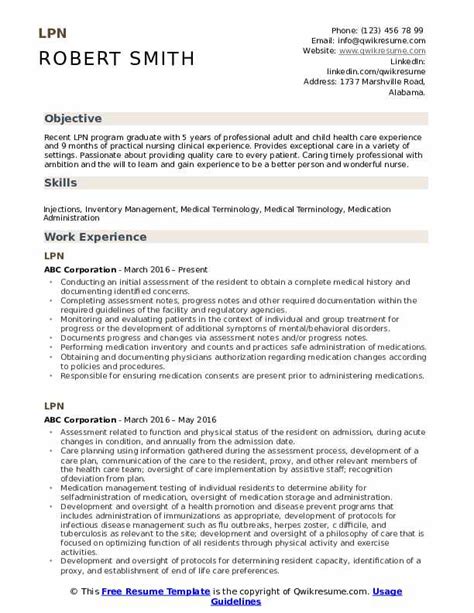 lpn resume template