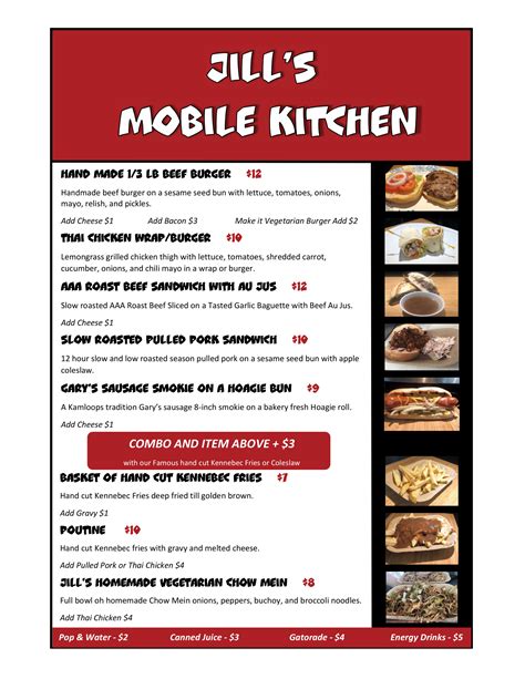 mobile kitchen menu jills catering  mobile kitchen
