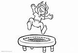 Trampoline Coloring Gymnastics Pages Kids Playing Printable Color sketch template