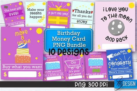 birthday money card png designs money holder